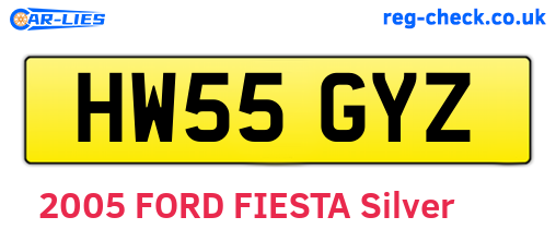 HW55GYZ are the vehicle registration plates.