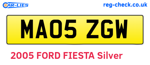 MA05ZGW are the vehicle registration plates.
