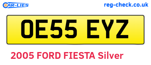 OE55EYZ are the vehicle registration plates.