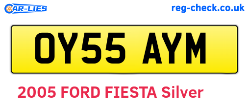 OY55AYM are the vehicle registration plates.