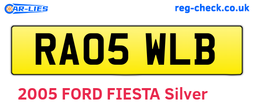 RA05WLB are the vehicle registration plates.