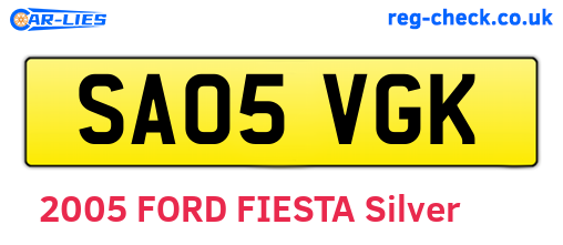 SA05VGK are the vehicle registration plates.