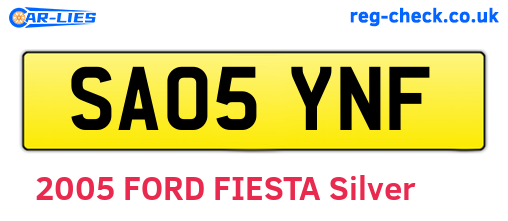 SA05YNF are the vehicle registration plates.
