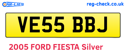 VE55BBJ are the vehicle registration plates.