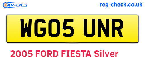 WG05UNR are the vehicle registration plates.