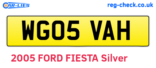 WG05VAH are the vehicle registration plates.