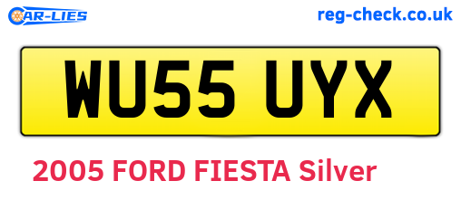 WU55UYX are the vehicle registration plates.