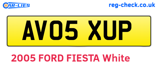 AV05XUP are the vehicle registration plates.