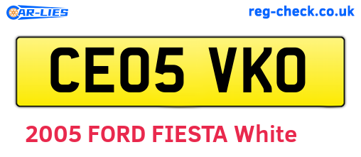 CE05VKO are the vehicle registration plates.