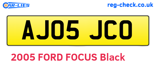 AJ05JCO are the vehicle registration plates.
