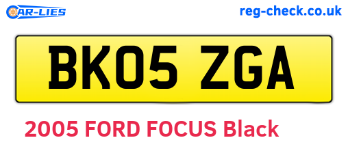 BK05ZGA are the vehicle registration plates.
