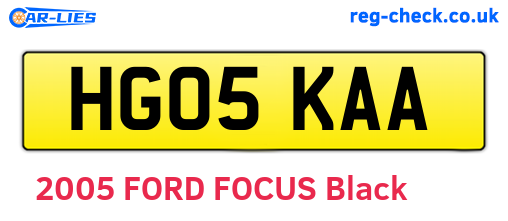 HG05KAA are the vehicle registration plates.