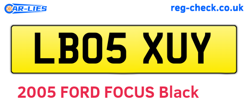 LB05XUY are the vehicle registration plates.
