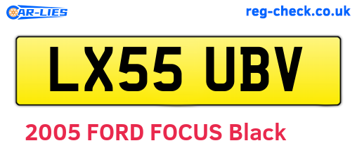 LX55UBV are the vehicle registration plates.