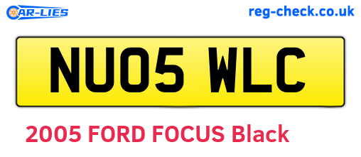 NU05WLC are the vehicle registration plates.