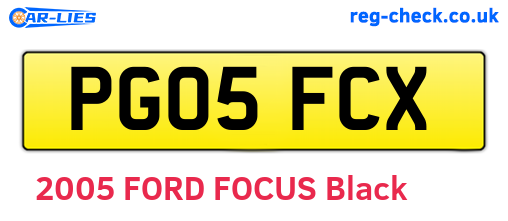 PG05FCX are the vehicle registration plates.