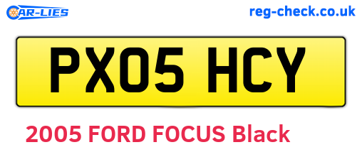 PX05HCY are the vehicle registration plates.
