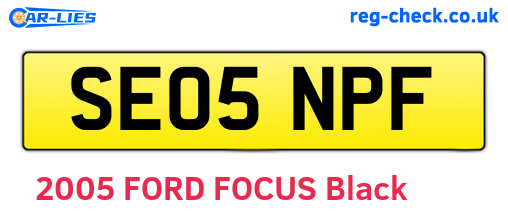 SE05NPF are the vehicle registration plates.