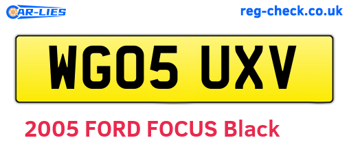 WG05UXV are the vehicle registration plates.