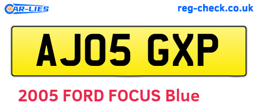AJ05GXP are the vehicle registration plates.