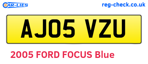 AJ05VZU are the vehicle registration plates.