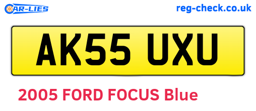 AK55UXU are the vehicle registration plates.