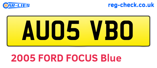 AU05VBO are the vehicle registration plates.