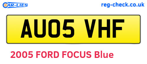 AU05VHF are the vehicle registration plates.