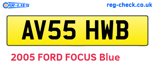 AV55HWB are the vehicle registration plates.