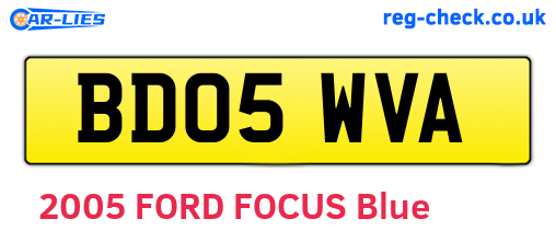 BD05WVA are the vehicle registration plates.