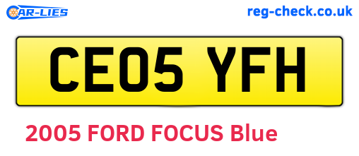 CE05YFH are the vehicle registration plates.