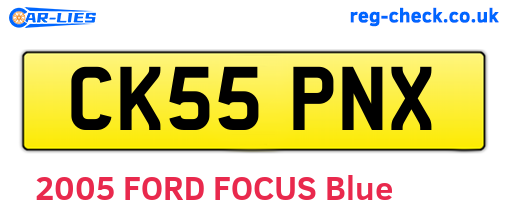 CK55PNX are the vehicle registration plates.