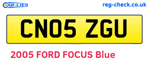 CN05ZGU are the vehicle registration plates.