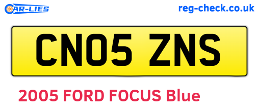 CN05ZNS are the vehicle registration plates.