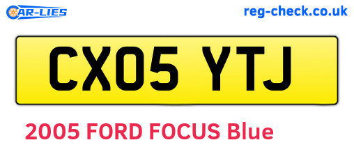 CX05YTJ are the vehicle registration plates.