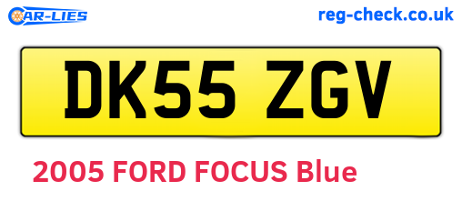 DK55ZGV are the vehicle registration plates.