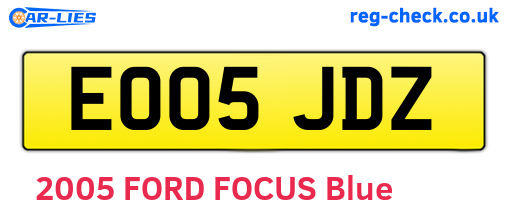 EO05JDZ are the vehicle registration plates.