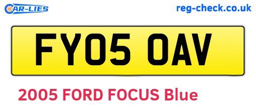FY05OAV are the vehicle registration plates.