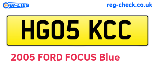 HG05KCC are the vehicle registration plates.