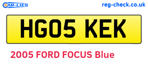 HG05KEK are the vehicle registration plates.