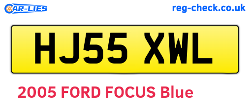 HJ55XWL are the vehicle registration plates.