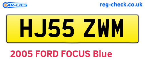 HJ55ZWM are the vehicle registration plates.