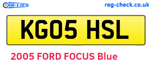 KG05HSL are the vehicle registration plates.