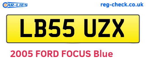 LB55UZX are the vehicle registration plates.