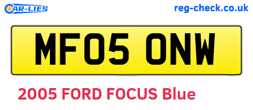 MF05ONW are the vehicle registration plates.
