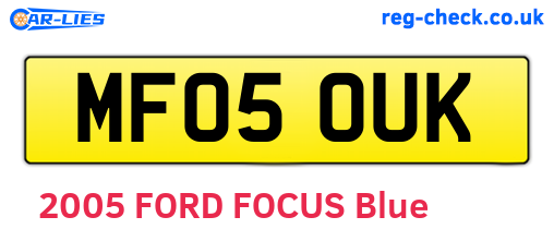 MF05OUK are the vehicle registration plates.
