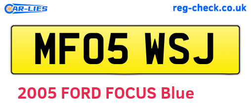 MF05WSJ are the vehicle registration plates.