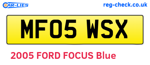 MF05WSX are the vehicle registration plates.