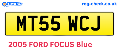 MT55WCJ are the vehicle registration plates.