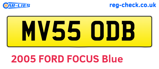 MV55ODB are the vehicle registration plates.